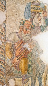 The Triumphant Procession of Dionysos, Detail of Seilenos Riding His Donkey, House of Aion, Paphos, Cyprus by Roman